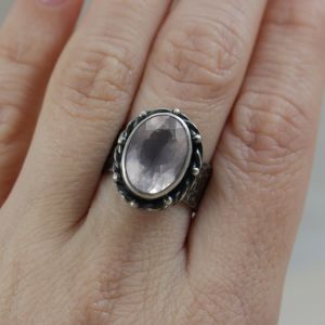 Kwarc różowy i srebro - piękny pierścionek 2751 - ChileArt